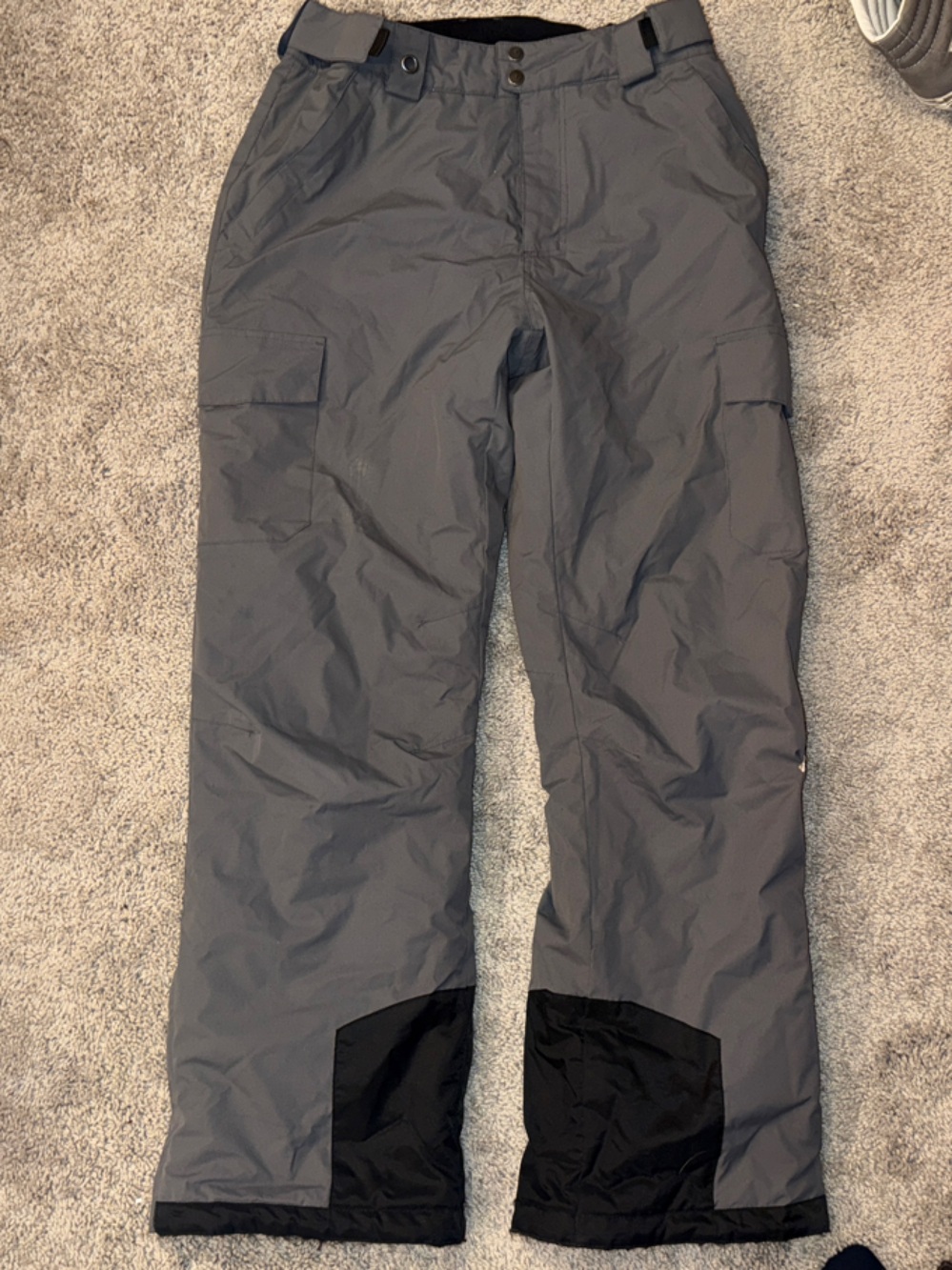Gray Men's Insulated Snow Pants with Black Reinforced Cuffs